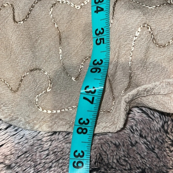 Vintage style Beige cotton flowy embroidered  sleeveless dress free size - Picture 8 of 11